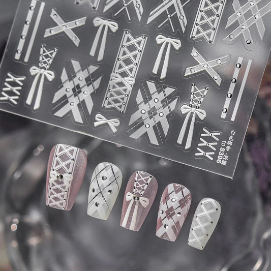 5D Coquette Bow Ribbon & Corset Nail Stickers 5396