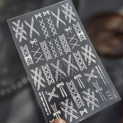 5D Coquette Bow Ribbon & Corset Nail Stickers 5396