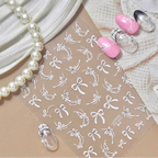 5D Coquette Tulip Nail Stickers Bow Ribbon & Vintage Frame Decals