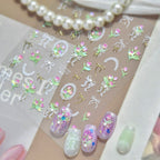 5D Coquette Tulip Nail Stickers Bow Ribbon & Vintage Frame Decals