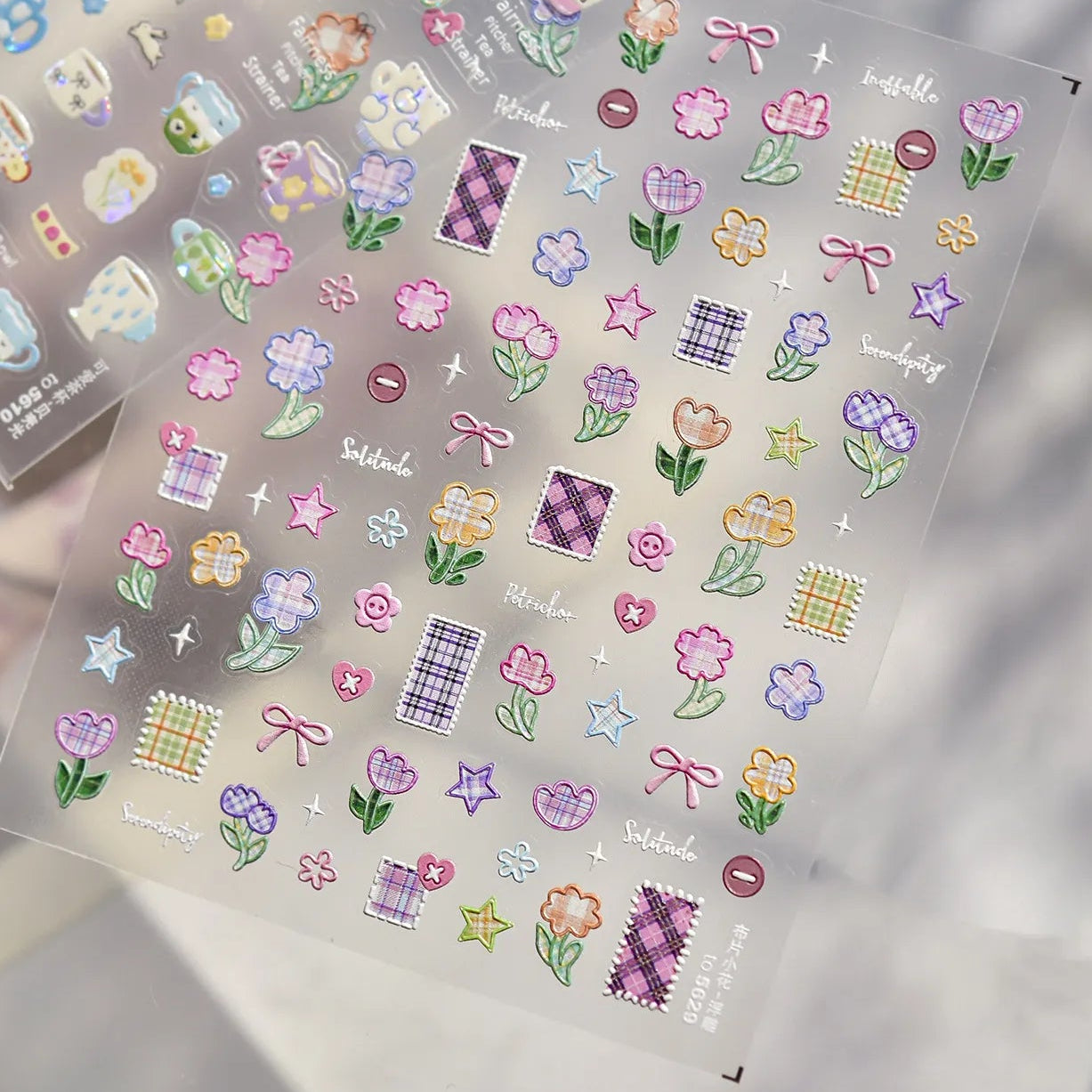 5D Cozy Teacup & Scrapbook Nail Stickers - Cute Cafe Decals 5599