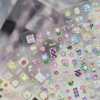 5D Cozy Teacup & Scrapbook Nail Stickers - Cute Cafe Decals 5599