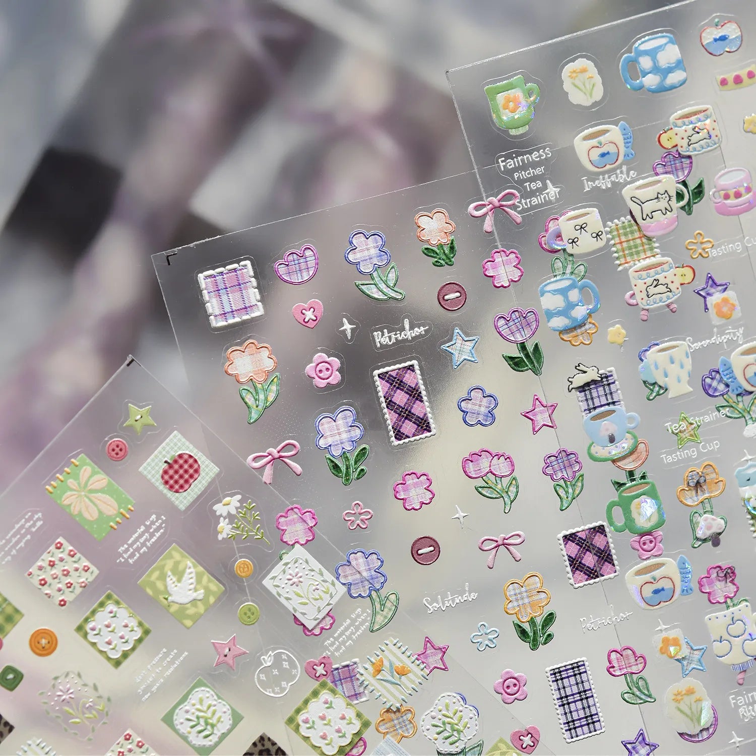 5D Cozy Teacup & Scrapbook Nail Stickers - Cute Cafe Decals 5599
