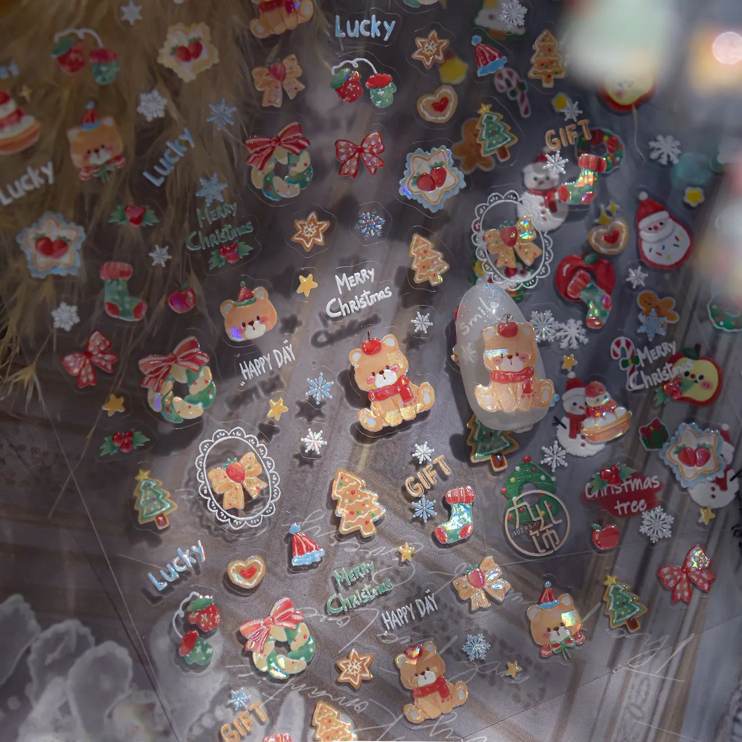 5D Cute Christmas Nail Stickers | Santa, Snowman, Snowflake & Gingerbread Decals 5222