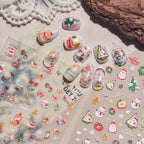 5D Cute Christmas Nail Stickers | Santa, Snowman, Snowflake & Gingerbread Decals 5222