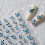 5D Embossed Blue Butterfly Nail Art Stickers Adhesive Sliders Sticker Realistic Fairy Nail Decals TS2542