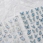 5D Embossed Blue Butterfly Nail Art Stickers Adhesive Sliders Sticker Realistic Fairy Nail Decals TS2542