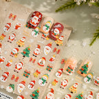 5D Embossed Christmas Santa & Snowman Nail Stickers Decals 4243