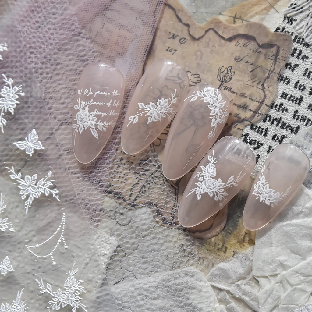 5D Embossed Daisy Nail Stickers - Cute Spring Floral Decals 5609