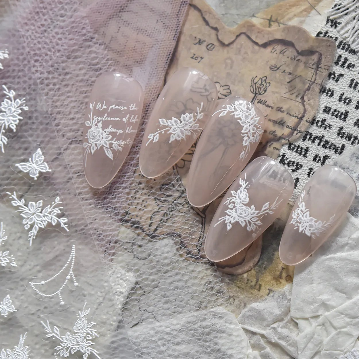 5D Embossed Daisy Nail Stickers - Cute Spring Floral Decals 5609