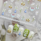 5D Embossed Daisy Nail Stickers - Cute Spring Floral Decals 5609