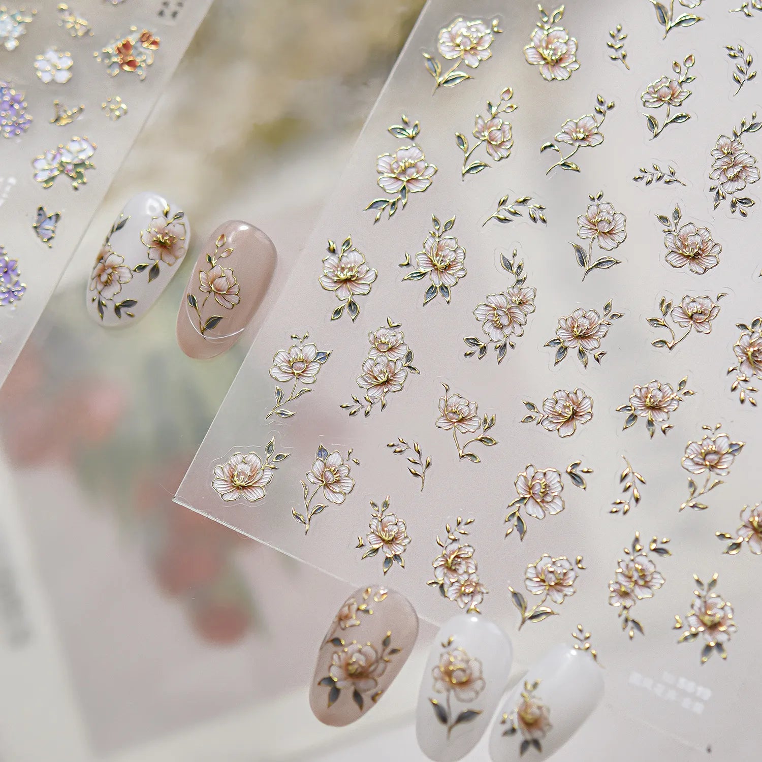 5D Embossed Floral & Butterfly Nail Stickers 5619