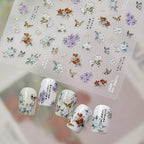 5D Embossed Floral & Butterfly Nail Stickers 5619