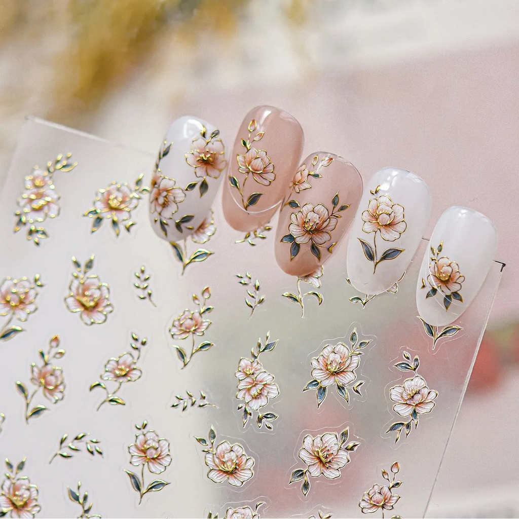 5D Embossed Floral & Butterfly Nail Stickers 5619