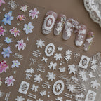 5D Embossed Lily & Lace Nail Art Stickers