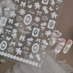 5D Embossed Lily & Lace Nail Art Stickers