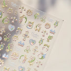 5D Embossed Lily of the Valley Nail Art Stickers | Dainty Bow & Floral Decals