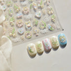 5D Embossed Lily of the Valley Nail Art Stickers | Dainty Bow & Floral Decals