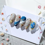 5D Embossed Ocean Nail Stickers Seashell, Starfish & Seahorse Summer Nail Art Decals TS1289