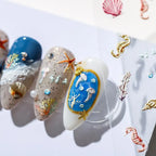 5D Embossed Ocean Nail Stickers Seashell, Starfish & Seahorse Summer Nail Art Decals TS1289