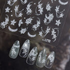 5D Embossed White Floral & Lace Nail Stickers - Wedding Art 5482