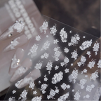 5D Embossed White Floral & Lace Nail Stickers - Wedding Art 5482