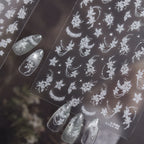 5D Embossed White Floral & Lace Nail Stickers - Wedding Art 5482