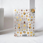 5D Embroidered Bee & Flower Nail Stickers Cute Cottagecore Summer Nail Art Decals TS112