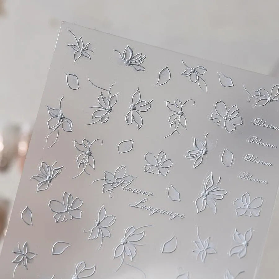 5D Flower Leaf Nail Art Stickers Adhesive Slider Lace Flower Sticker Decals TS3482