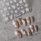 5D Flowers Nail Art Stickers White Butterfly Floral Adhesive Slider Sticker Decals TS3623