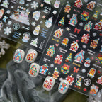 5D Gingerbread House Nail Stickers - Christmas Tree Snowman Bow Holiday Decals