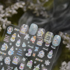 5D Gingerbread House Nail Stickers - Christmas Tree Snowman Bow Holiday Decals
