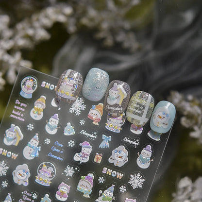 5D Gingerbread House Nail Stickers - Christmas Tree Snowman Bow Holiday Decals