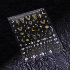 5D Gold Celestial Nail Stickers | Mystical Sun, Moon & Witchy Nail Art Decals M067