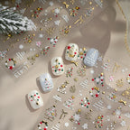 5D Gold Christmas Tree Nail Stickers - Xmas Ball Candy Canes Snowman Decals TL413