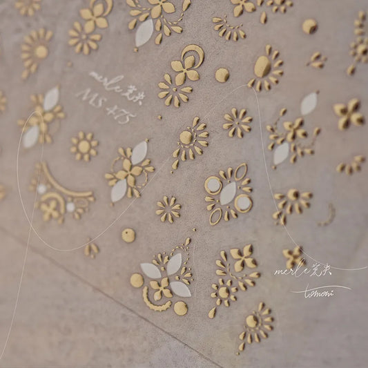 5D Gold White Totem Embossed Nail Stickers MS475