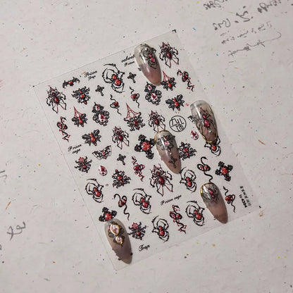 5D Gothic Nail Stickers | 3D Spider, Snake & Cross Decals for Halloween Nail Art 4304