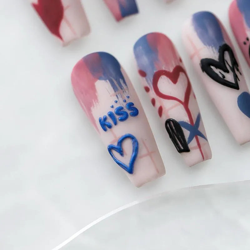 5D Graffiti Nail Stickers Y2K Edgy Heart & Smiley Nail Art Decals TS2968
