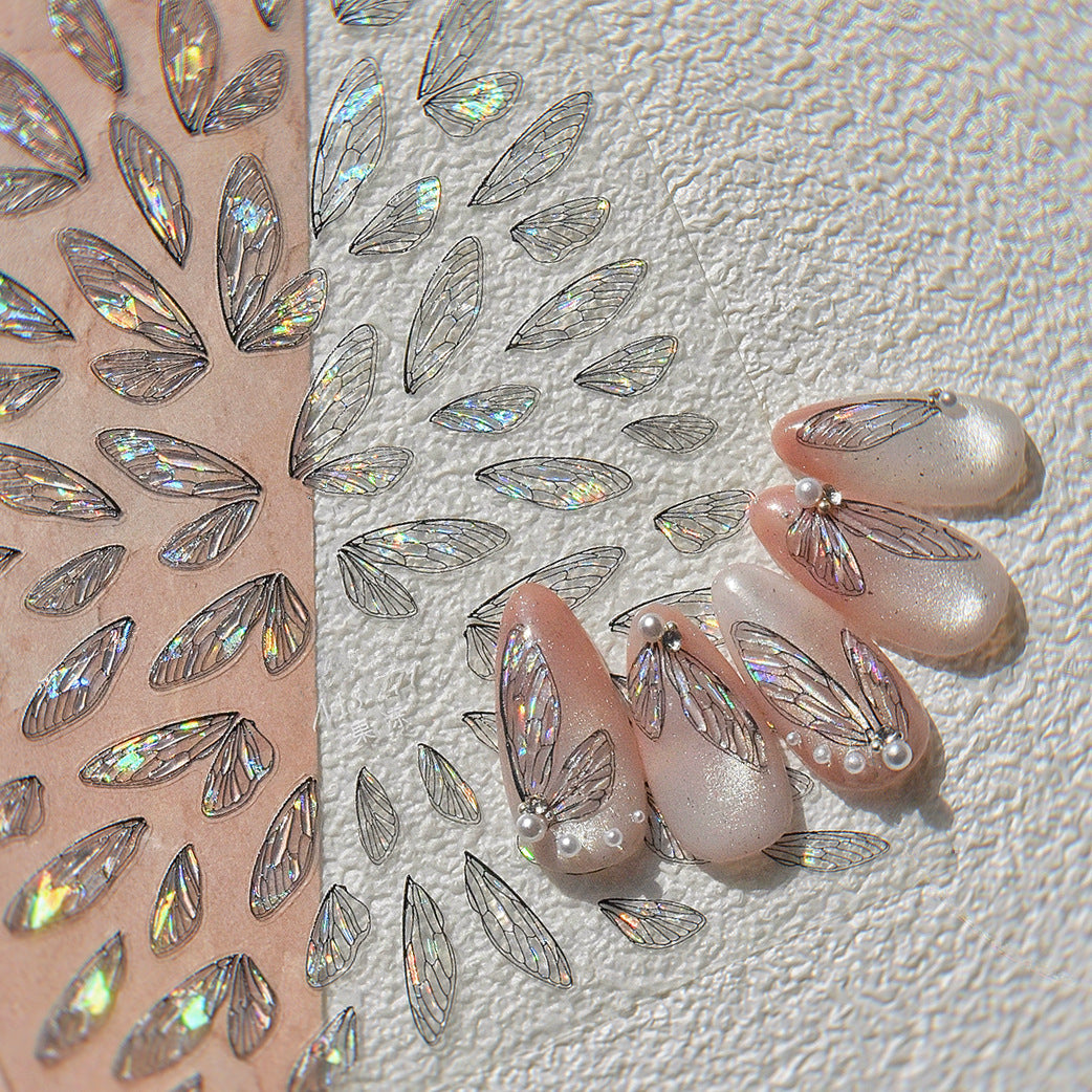 5D Holographic Fairy Wing Nail Stickers – Iridescent Butterfly Style 