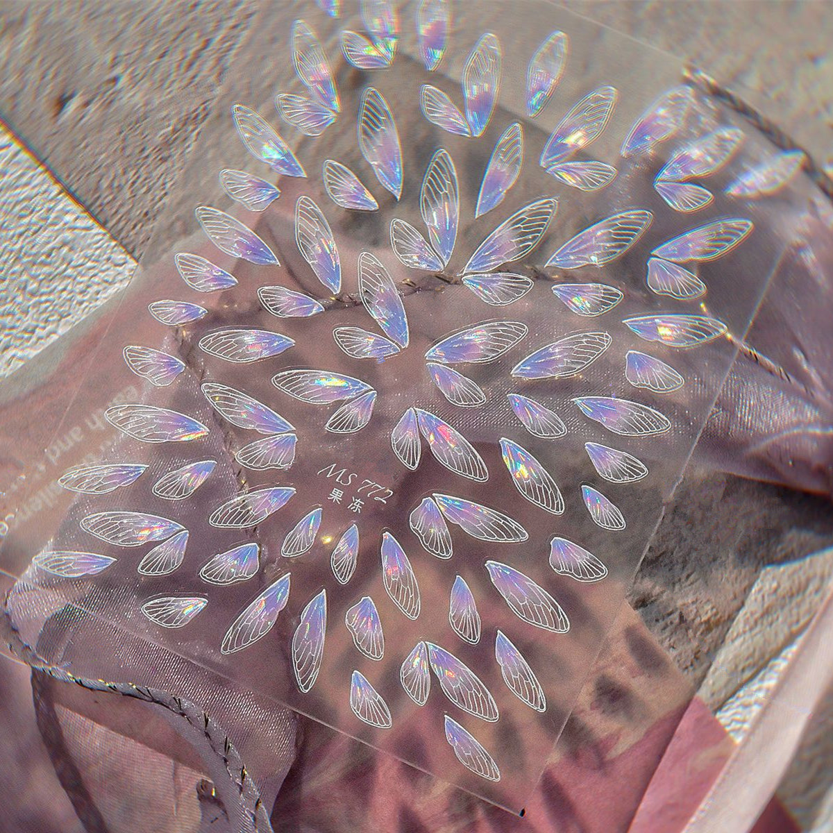 5D Holographic Fairy Wing Nail Stickers – Iridescent Butterfly Style 