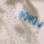 5D Holographic Fish Nail Stickers - Chrome Silver Ocean Sea Life Decals