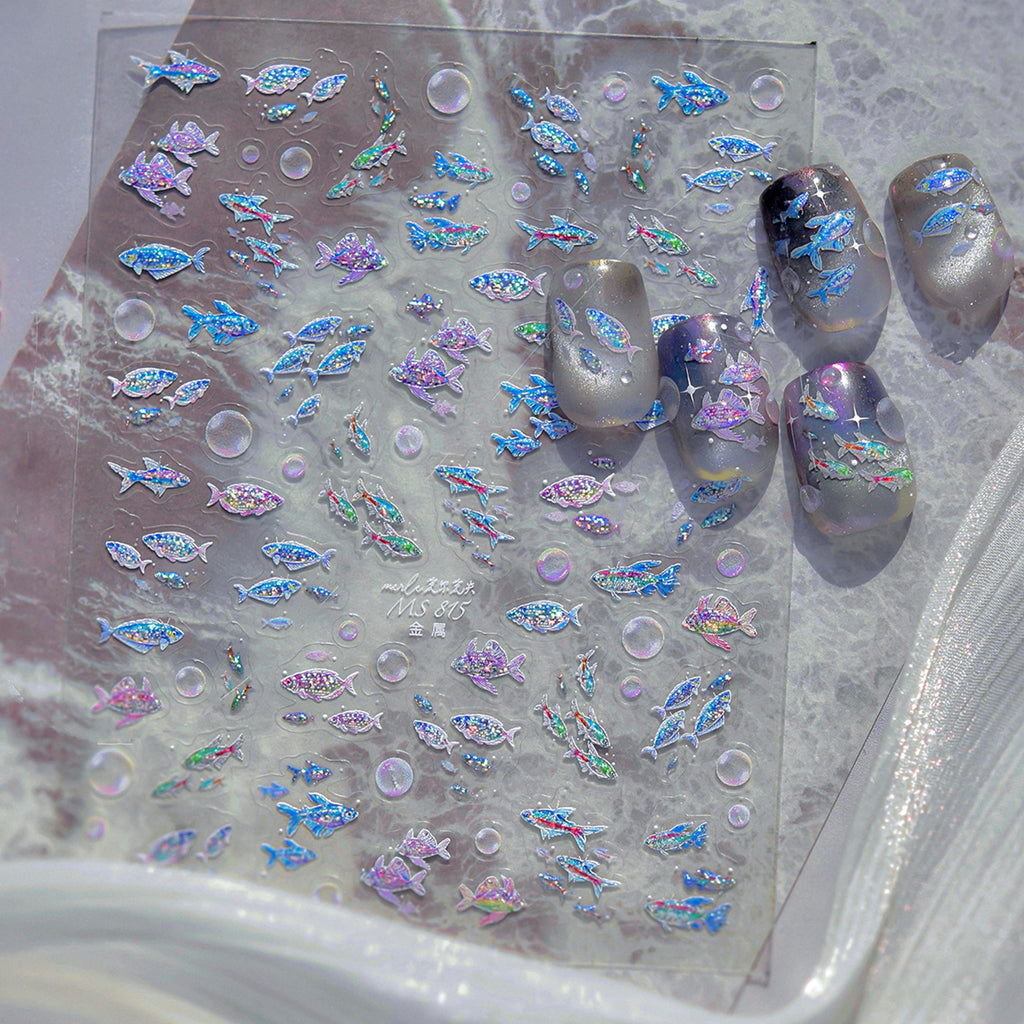 5D Holographic Fish Nail Stickers – Y2K Mermaidcore Nail Art Decals