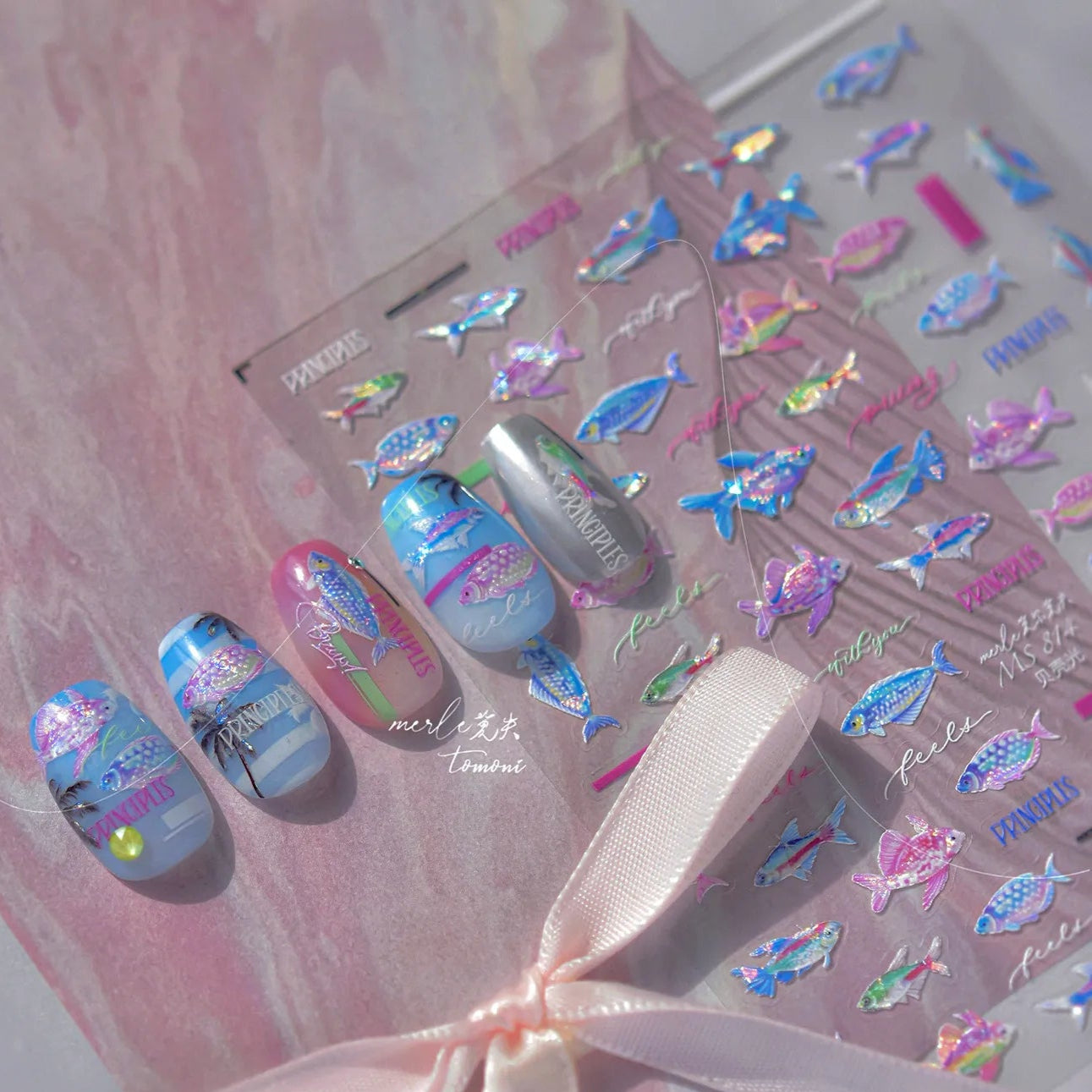 5D Holographic Fish Nail Stickers – Y2K Mermaidcore Nail Art Decals