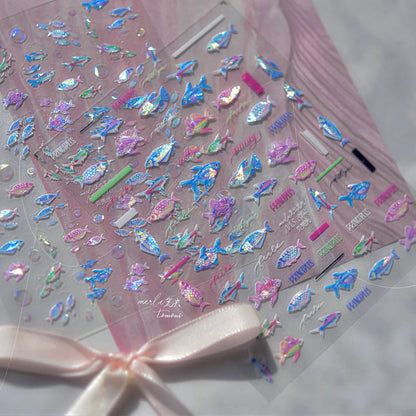 5D Holographic Fish Nail Stickers – Y2K Mermaidcore Nail Art Decals