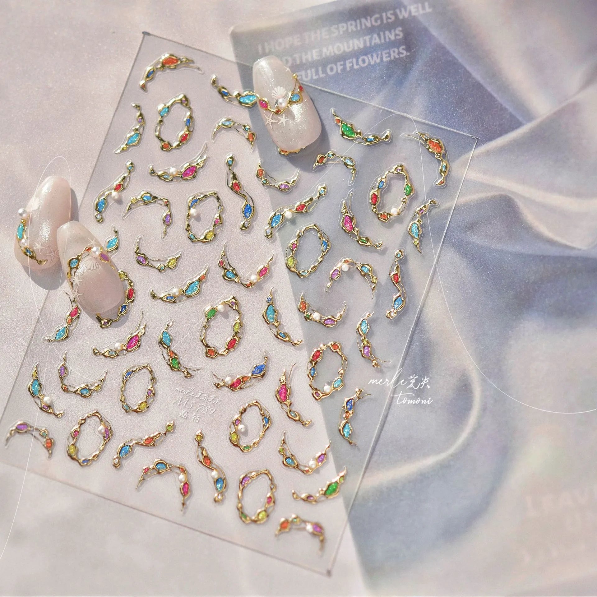 5D Irregular Gemstone & Pearl Nail Art Stickers MS789