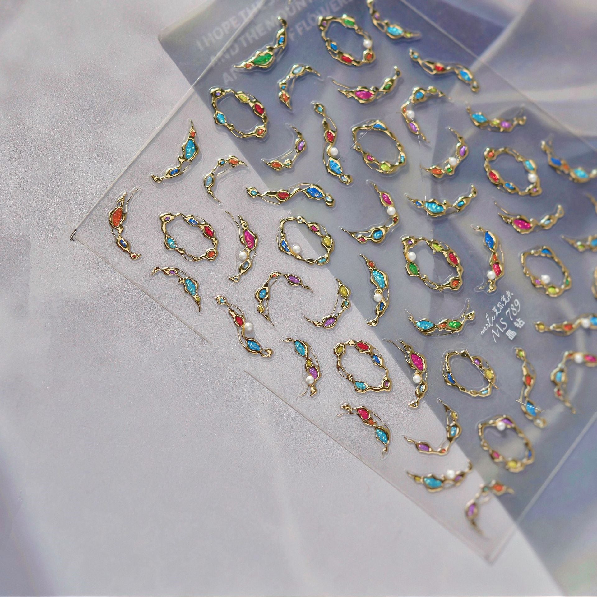 5D Irregular Gemstone & Pearl Nail Art Stickers MS789