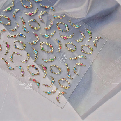 5D Irregular Gemstone & Pearl Nail Art Stickers MS789