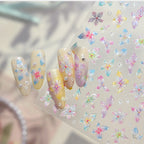 5D Jelly Flower Nail Stickers Gradient Aurora Petal Decals 