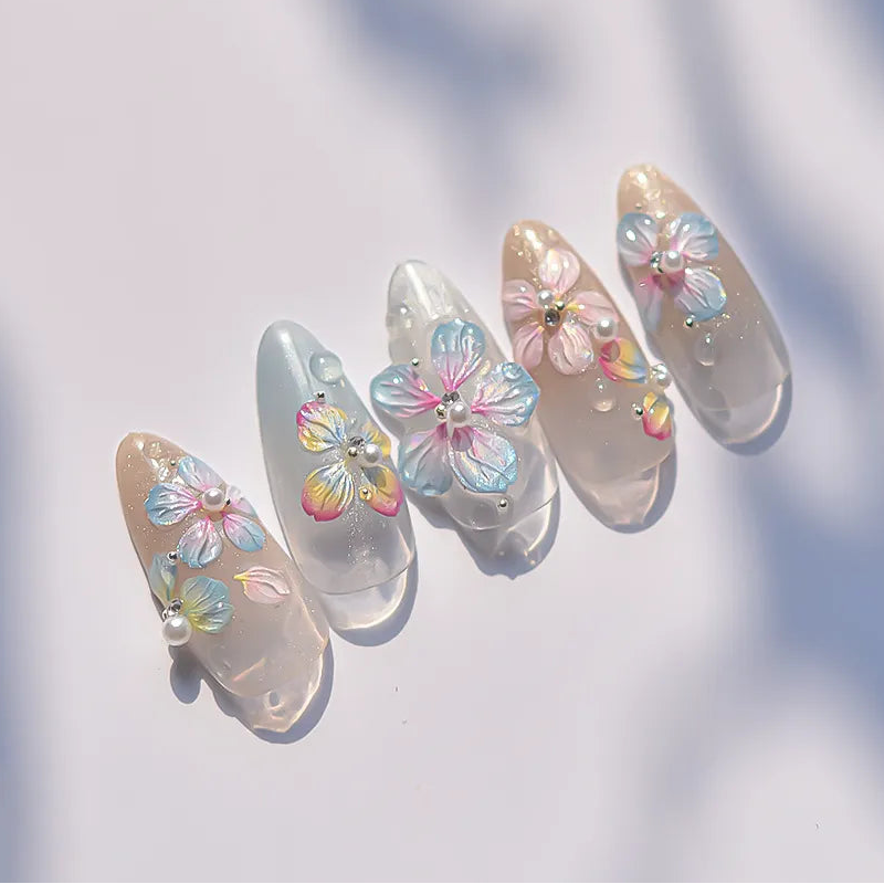 5D Jelly Flower Nail Stickers Gradient Aurora Petal Decals 4436