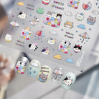 5D Kawaii Cat & Spring Floral Nail Stickers 5653